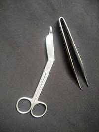 Nowy zestaw nożyczki hirurgiczne plus pęseta