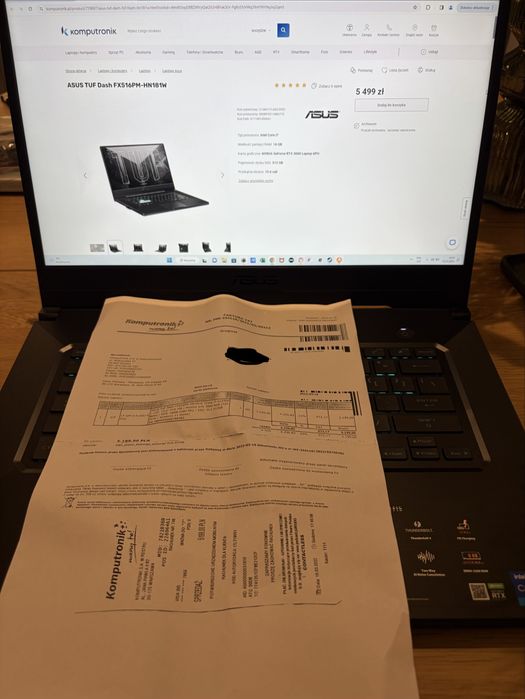 ASUS TUF F15 Dash FX516PM-HN181W /SSD M2 512gb /nvidia rtx 3060 6gb 2