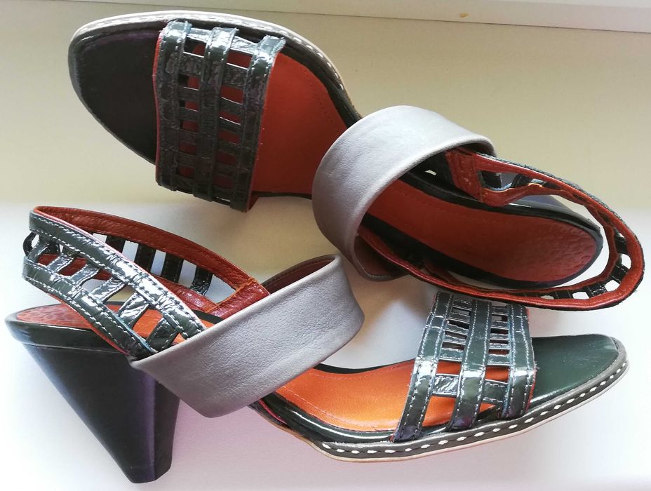 nowe skórzane sandały damskie na klocku 35 / 35,5 skóra naturalna