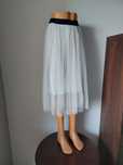 Biała tiulowa spódnica midi z czarną gumką Oversize S M L XL
