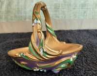 Art Deco Wiosenny Pozłacany koszyk na jajka Franklin Mint Faberge
