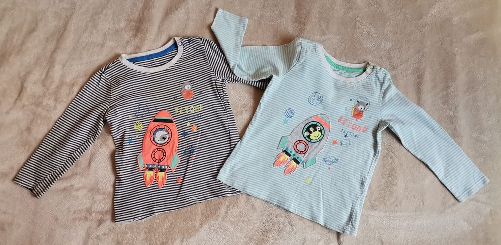 Zestaw komplet 2x bluzka koszulka chłopięca długi rękaw 92 rakieta