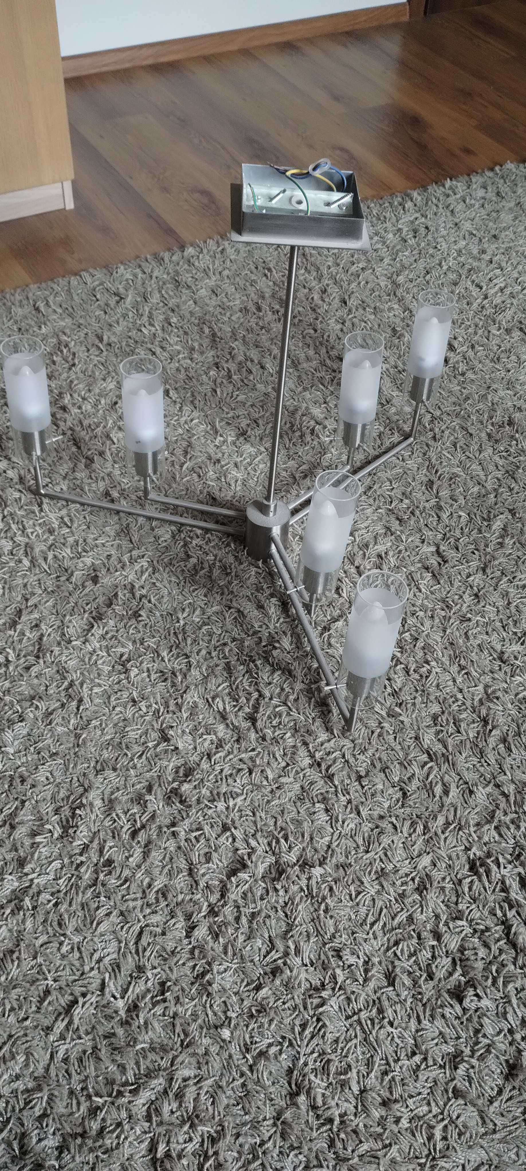Lampa żyrandol do salonu srebrny