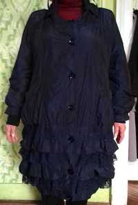 Женский плащ - куртка утепленная деми, батал с рюшами 52 р