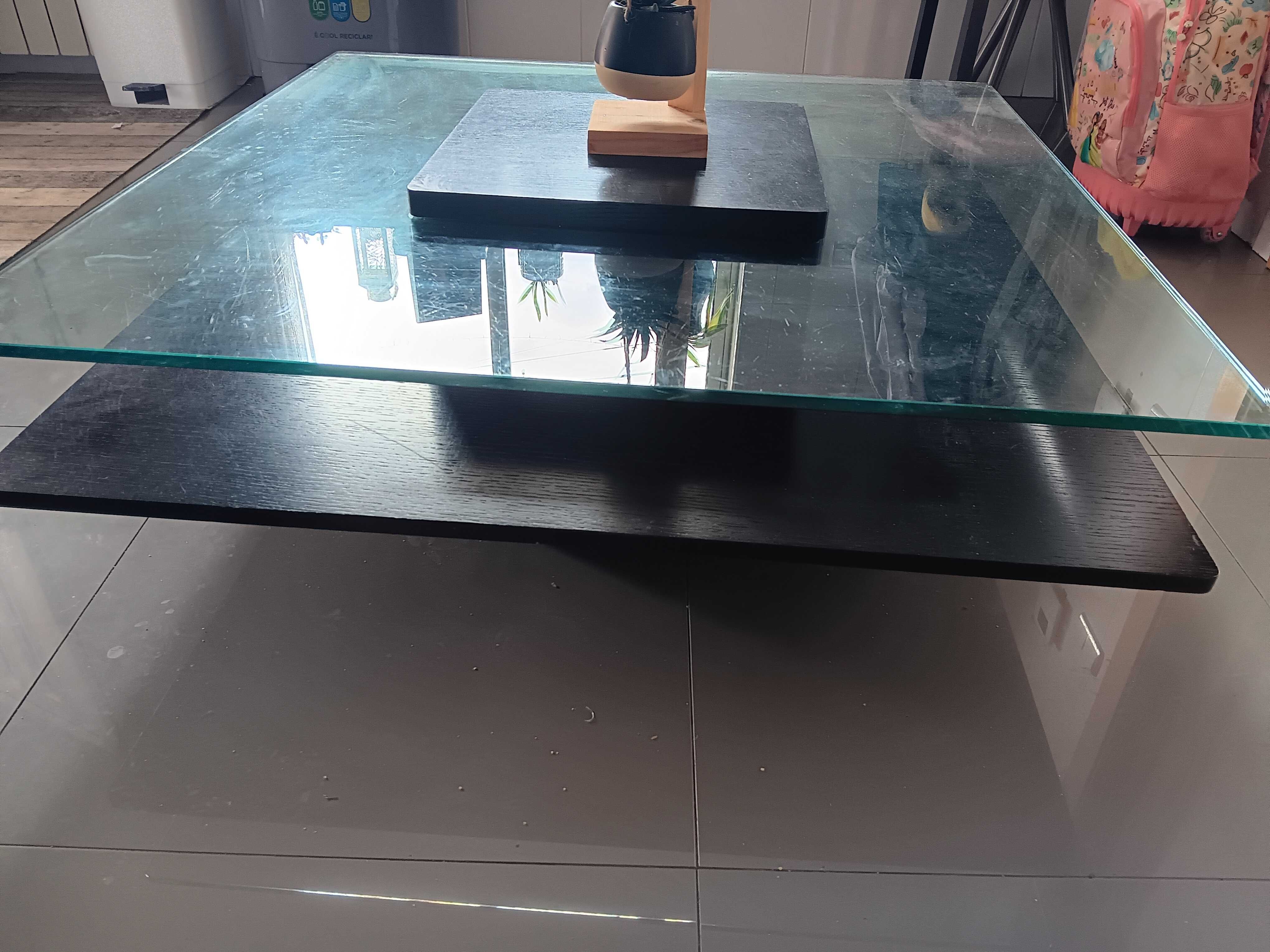 Mesa centro vidro temperado