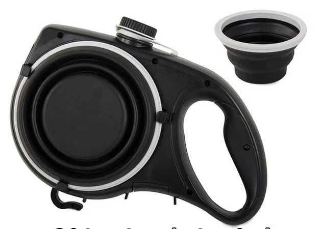 NOWE!!! Smycz dla psa z miską silikonową pojemnik na wodę