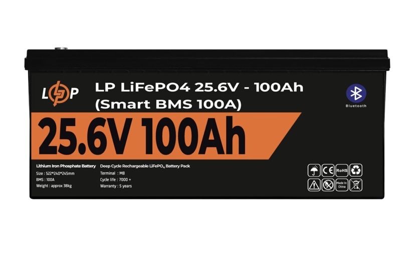 Акумулятор LP LiFePO4 24V(25,6V) -100Ah(2560Wh) (Smart BMS 100A) с BT