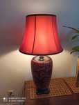 Duża lampa stołowa czerwona w stylu retro, vintage