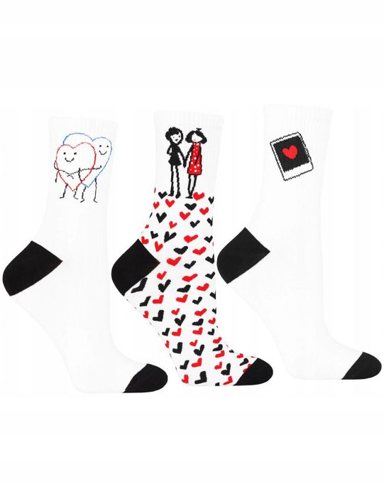 Skarpetki Damskie Walentynkowe Miłość Para 3Pary Prezent Moraj 35-38
