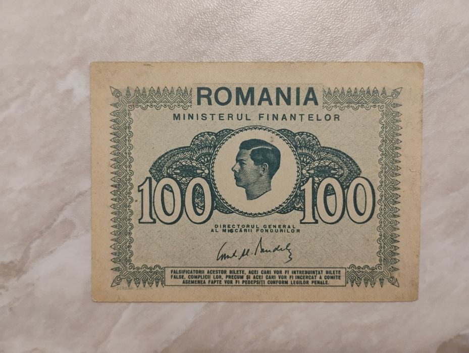 Banknot Rumunia - 100 lei z 1945 r.