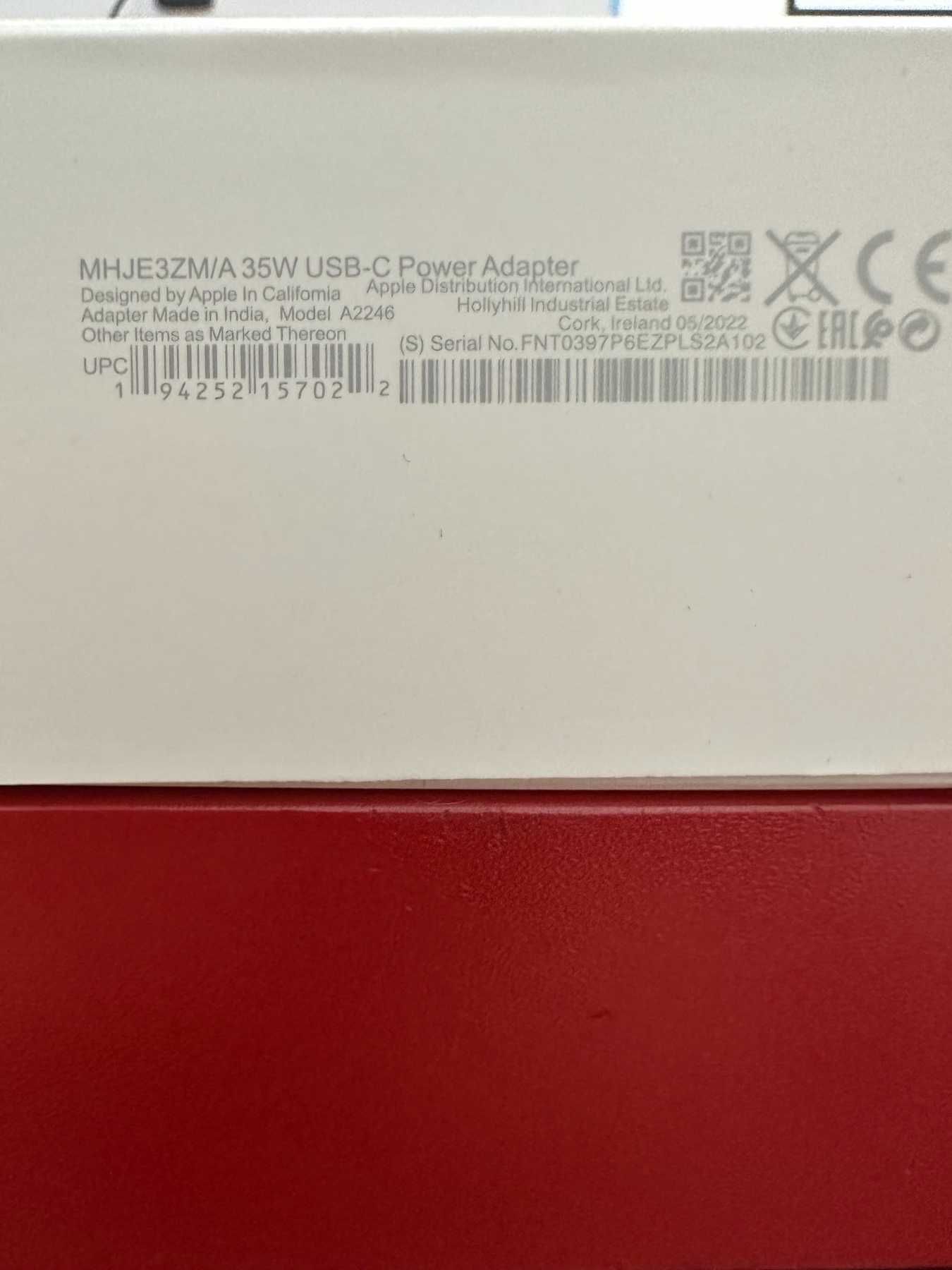 Мережевий зарядний пристрій СЗУ для Apple Dual USB-C+C A2246 35W+кабел