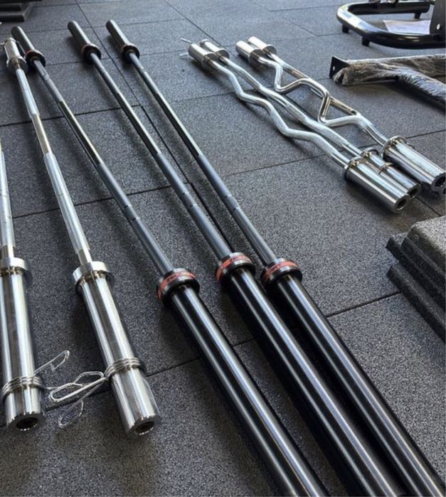 Гриф Олимпийский, изогнутый гриф, гриф для штанги, рукоятки, замки.