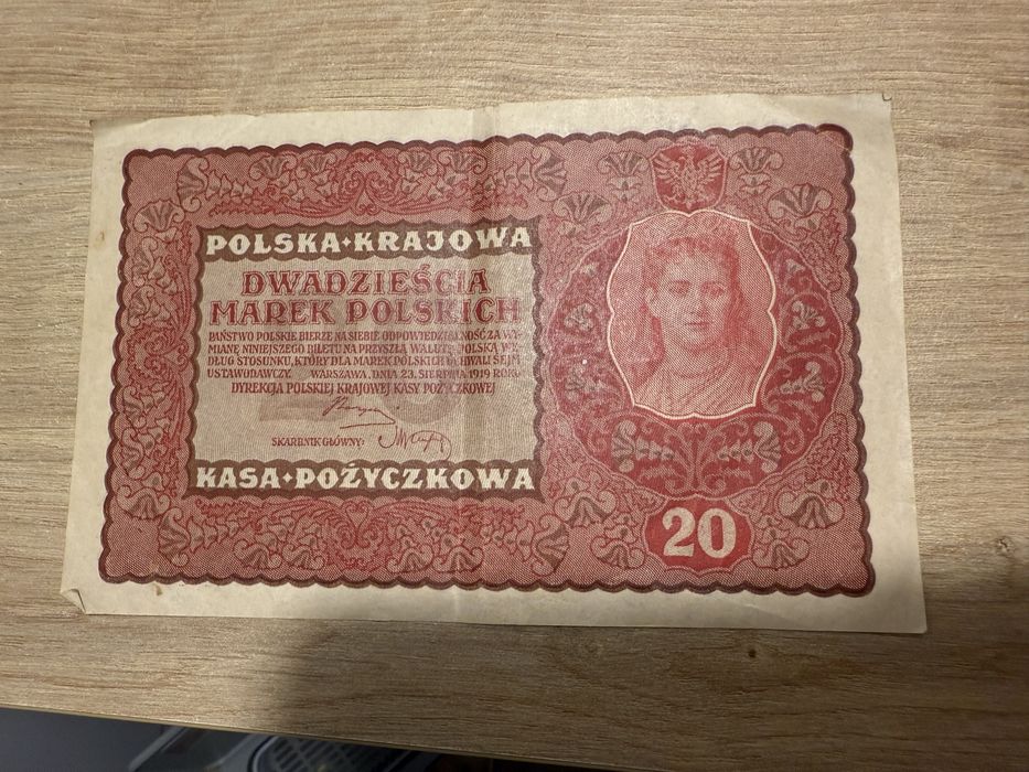 Banknot 20 marek pokskich 1919r