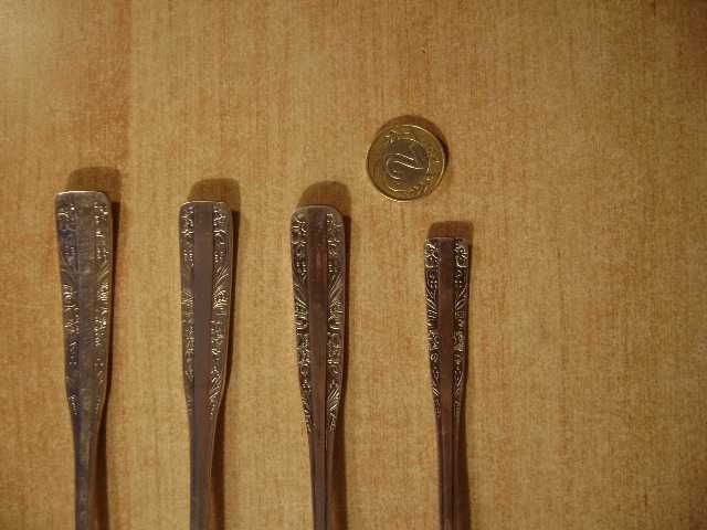 Starocie z PRL - Stare sztućce posrebrzane Hefra = Zestaw 4 sztuki