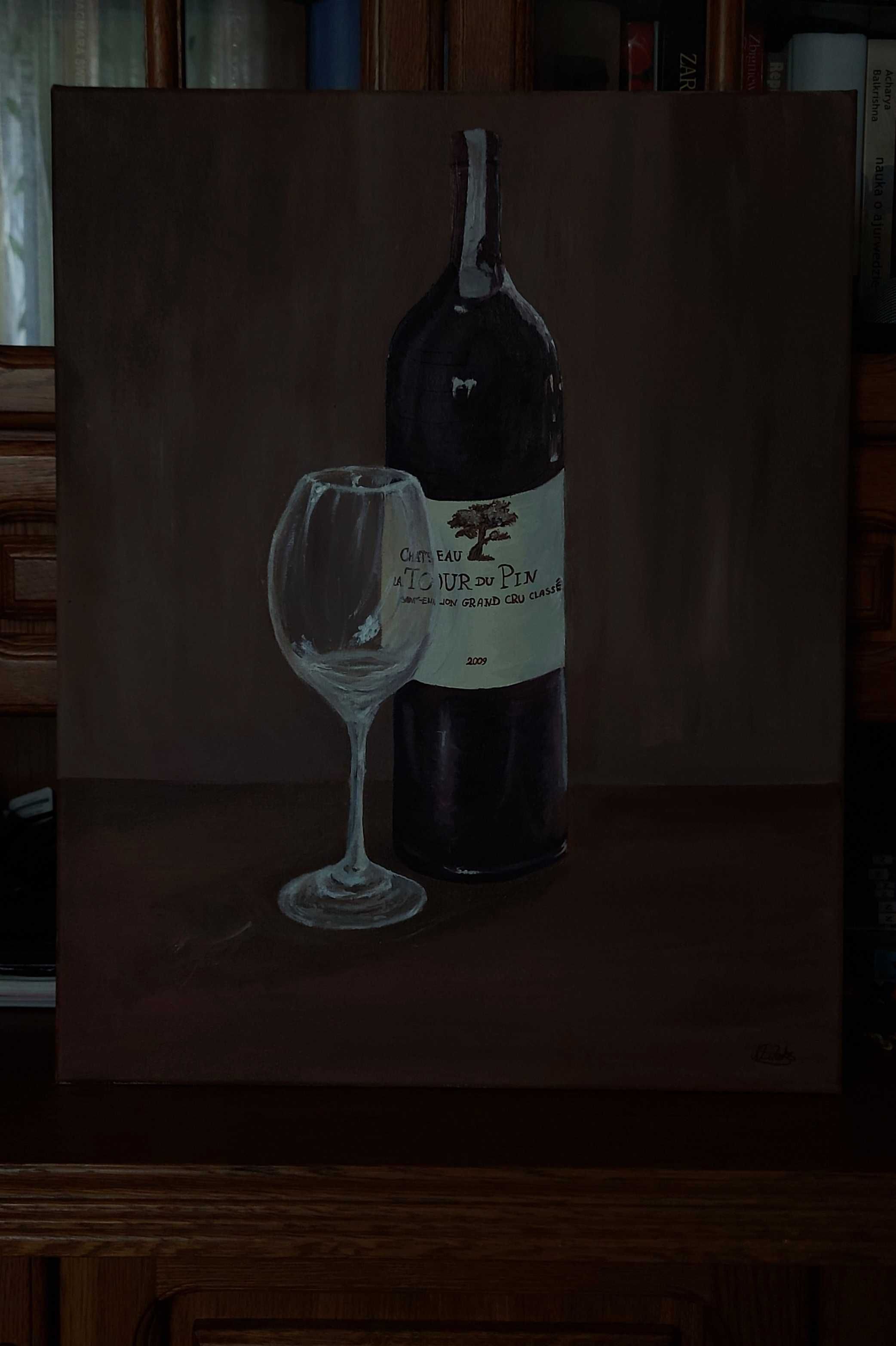 Obraz olejny ,,Red wine" idealny do nowoczesnego wnętrza