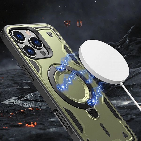 Etui Hybrid Armor Trendy z MagSafe na iPhone 16 Pro Max - zielone