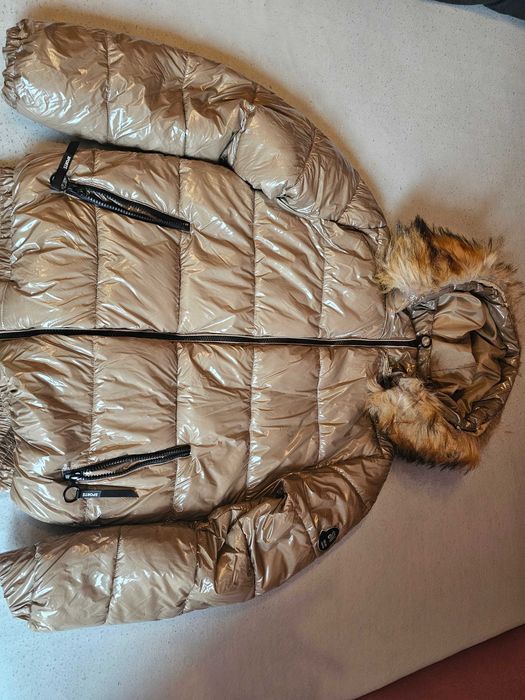 Kurtka zimowa damska krotka khaki/kawa z mlekiem