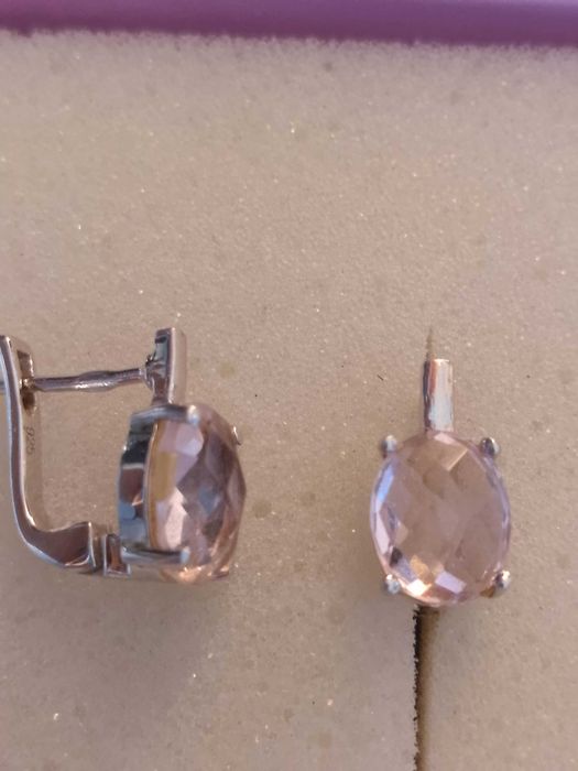 Срібні сережки 925 пр з кунцитом 5,14 карат