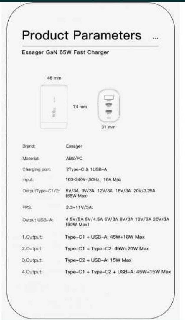 Быстрая Зарядка для телефона смартфона essager usb c 67вт юсб с baseus