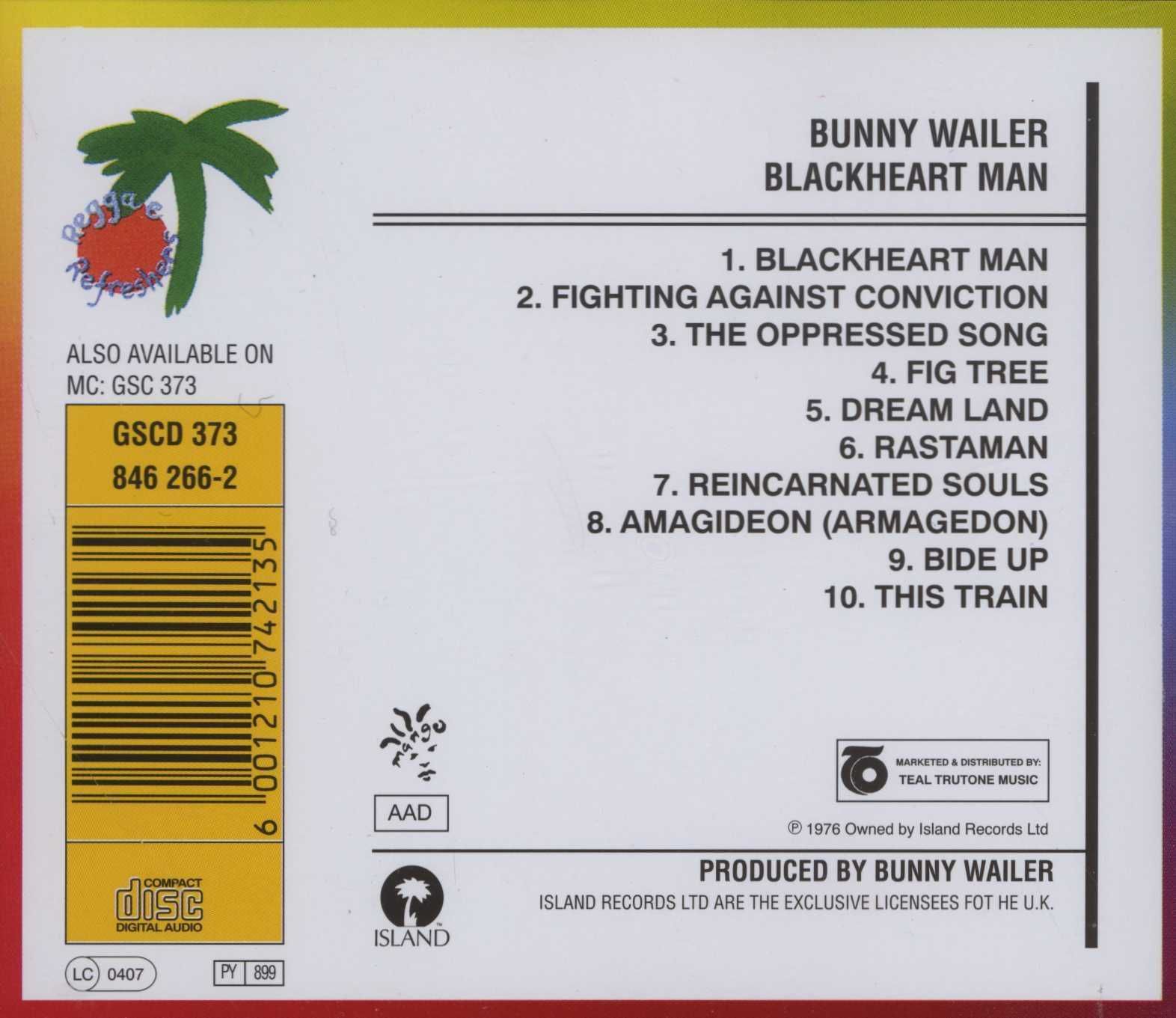 Bunny Wailer (Jamaica) - Blackheart Man (CD Reggae, Island 1976)