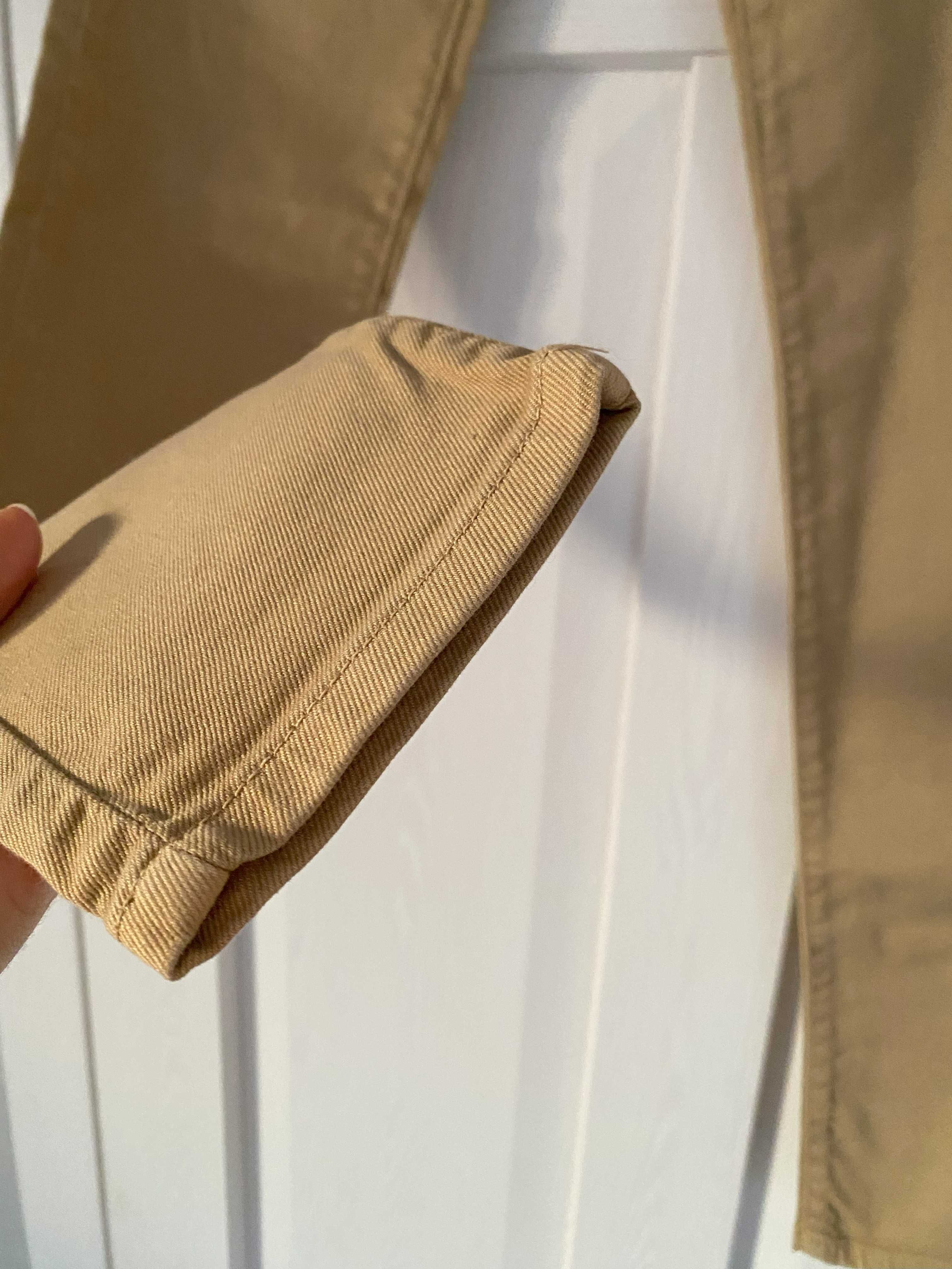Stylowe spodnie damskie Zara beżowe jeansy rurki XS