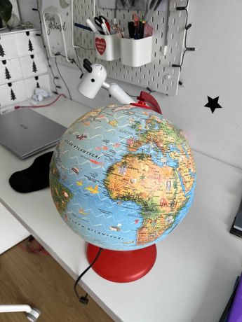 Globus podświetlany wysokość 30cm. Lampa na biurko.