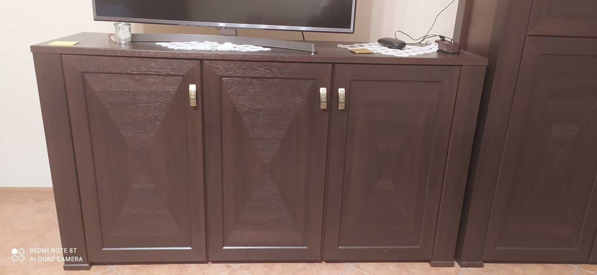 3 Meble do Salonu WENGE: Szafka RTV + Komoda + Witryna oszklona