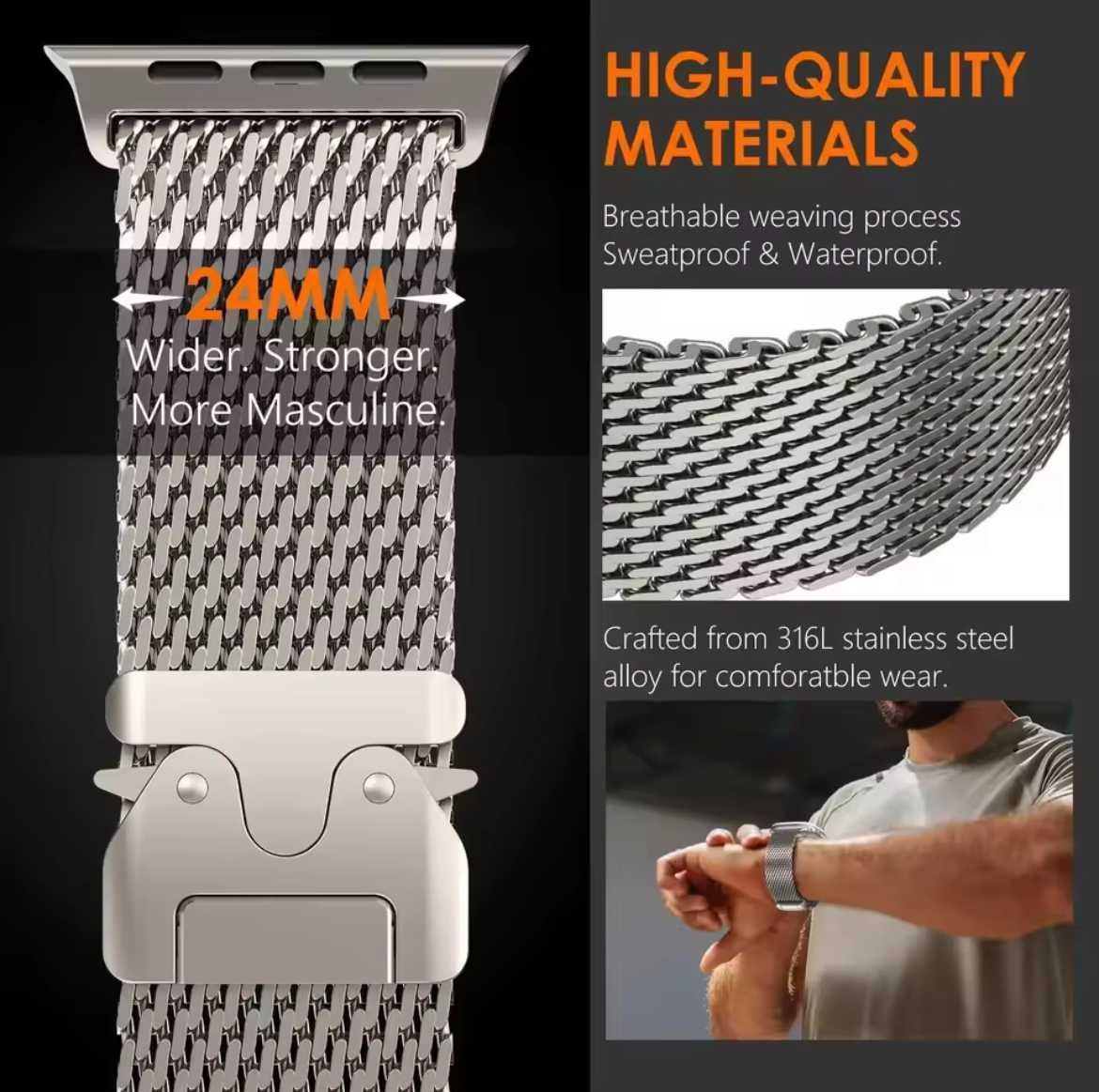 Ремінець Milanese Loop New для Apple Watch міланська петля ремешок