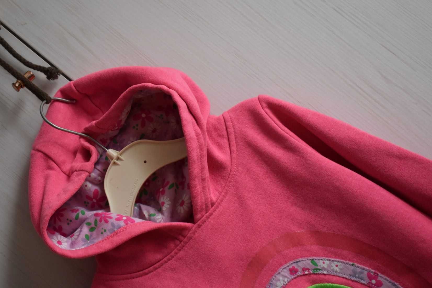 Bluza 86 92 bawełniana tęcza nadruk z kapturem dłuższa bawełna wygodna