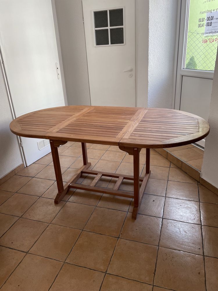 Stół Ogrodowy Półokrągły Drewno Teak (120cm) Mebleogrodoweteak.pl