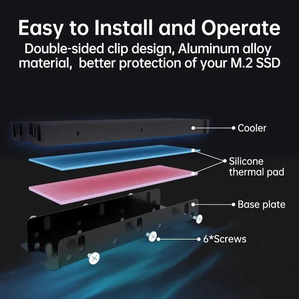 Радіатор охолодження SSD M.2  2280 + термопрокладки сумісність із PS5