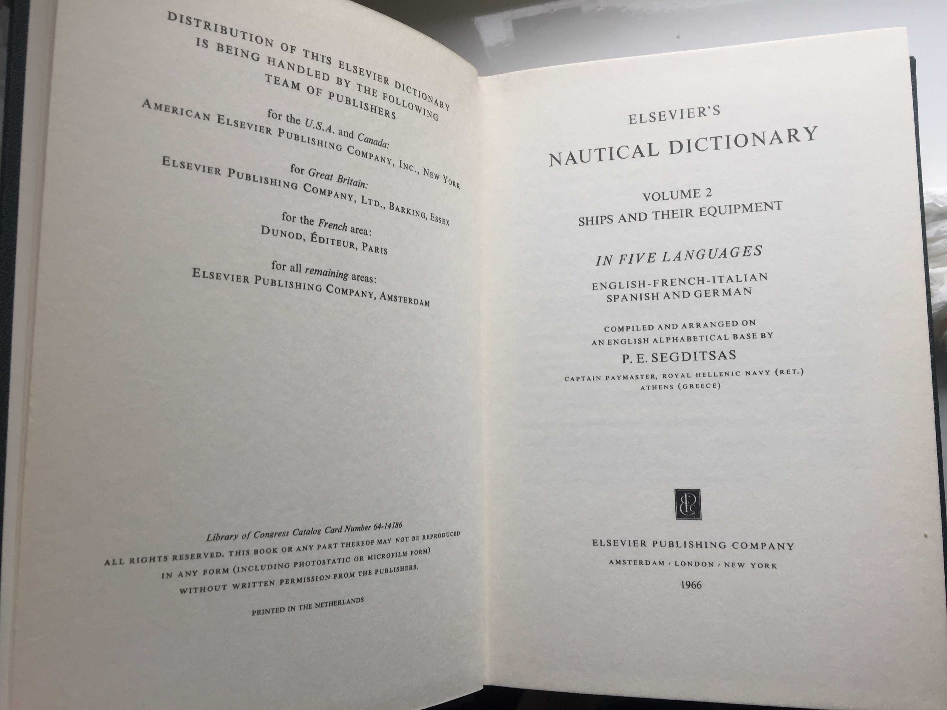 SEGDITSAS Elsevier's Nautical dictionary Słownik Morski Vol.1-2