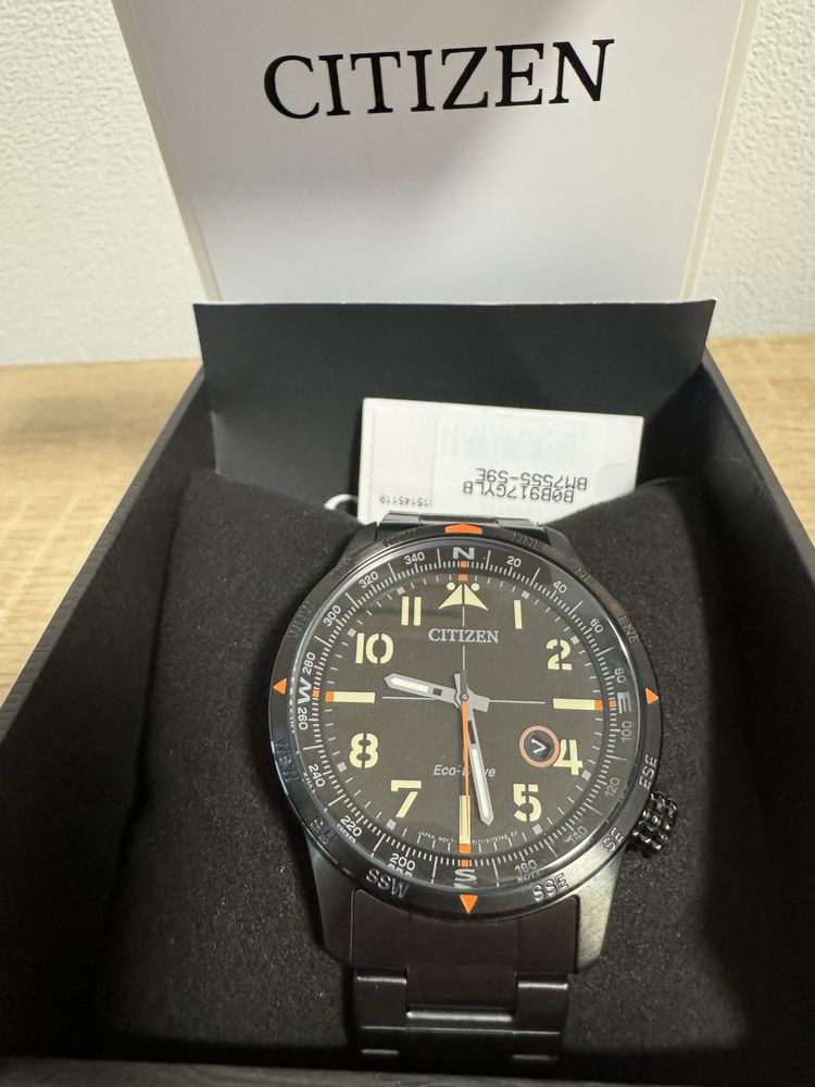 Citizen BM7555-83E-Японський авіатор в чорному корпусі. Eco-Drive 43мм