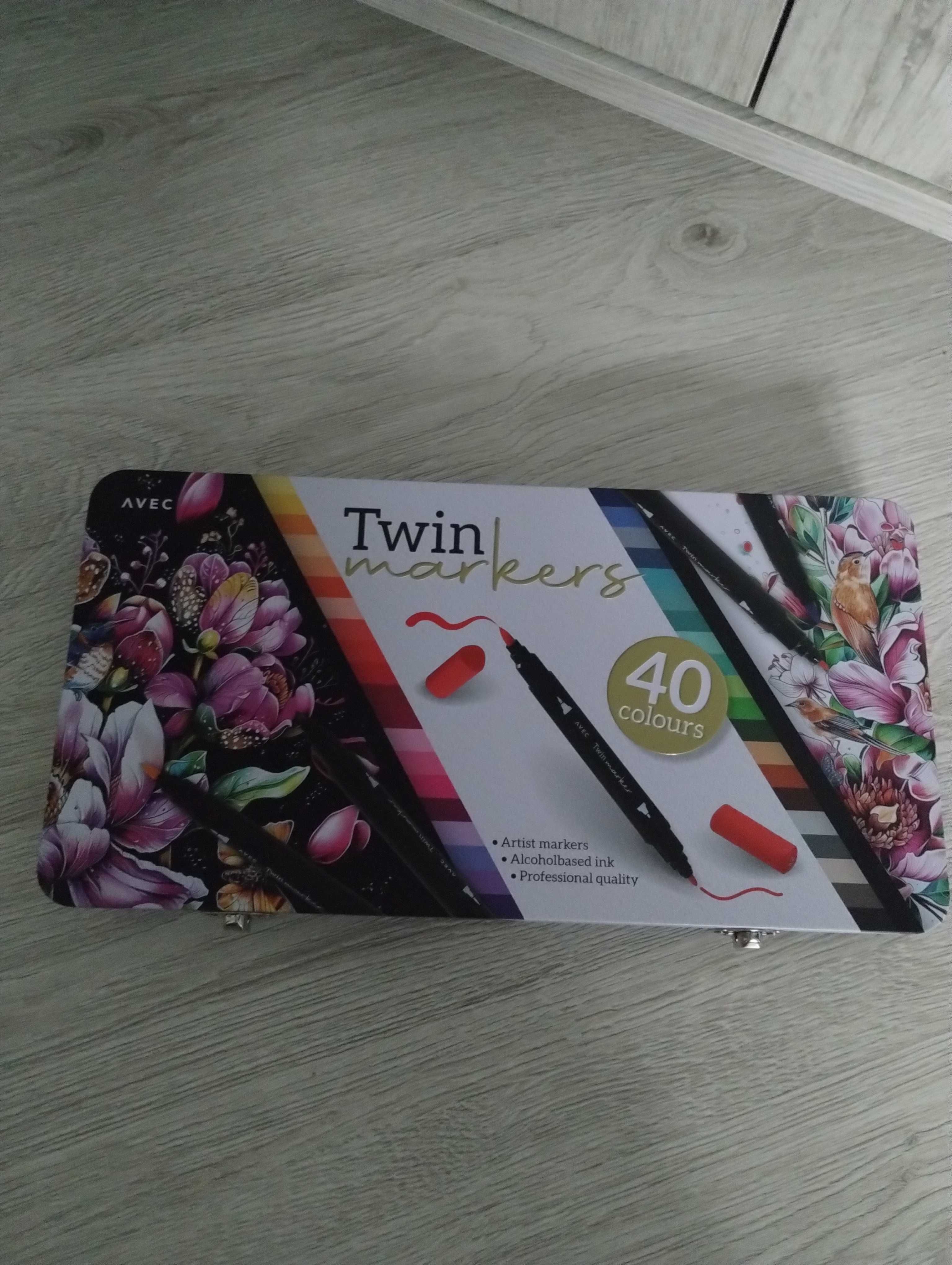 markery, flamastry, pisaki TwinMarker podwójne 40szt alkoholowe Nowe