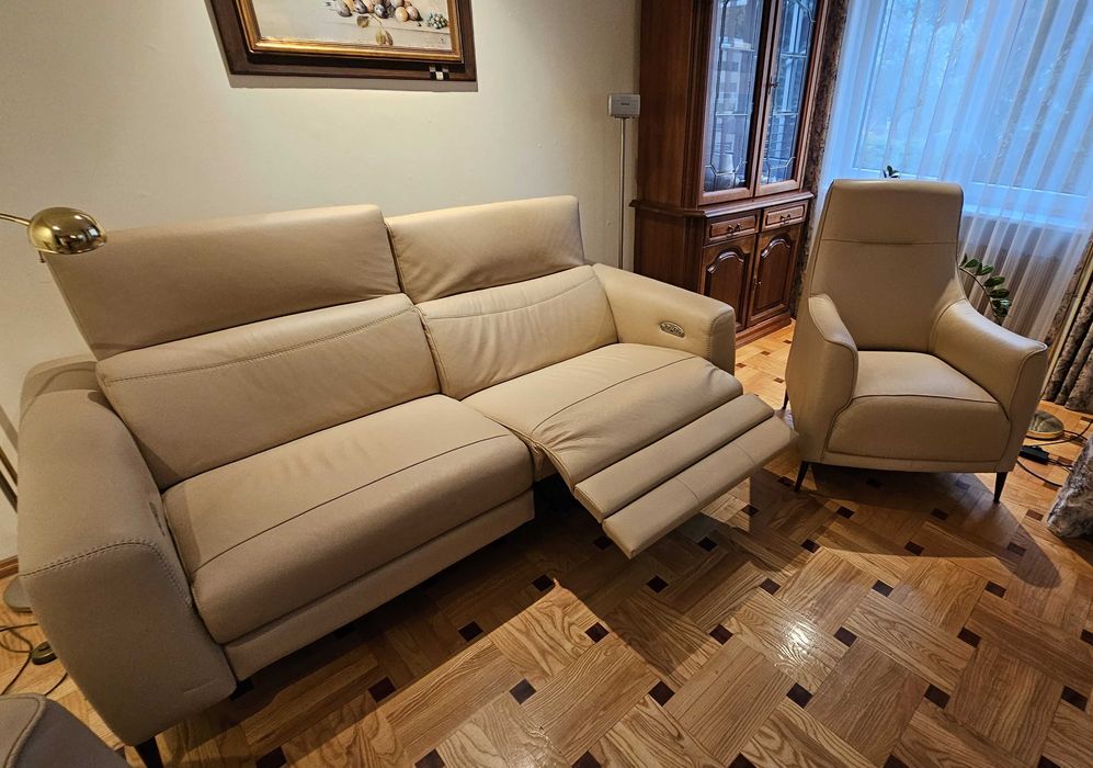 Kanapa Kler Capriccio, skóra i "elektryka"+2 Fotele Kler Alto, skóra