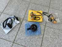Casacos, capacete e material de mota