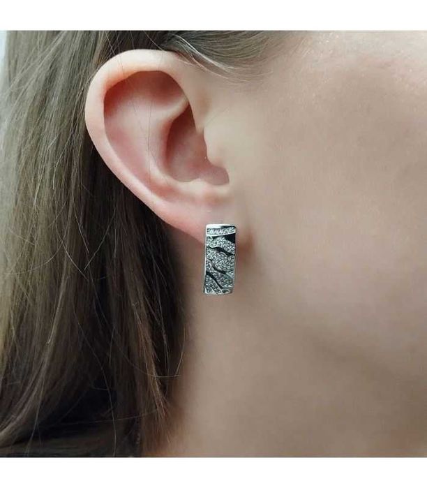 Серьги классические "Сафари" родий Xuping Английский замок