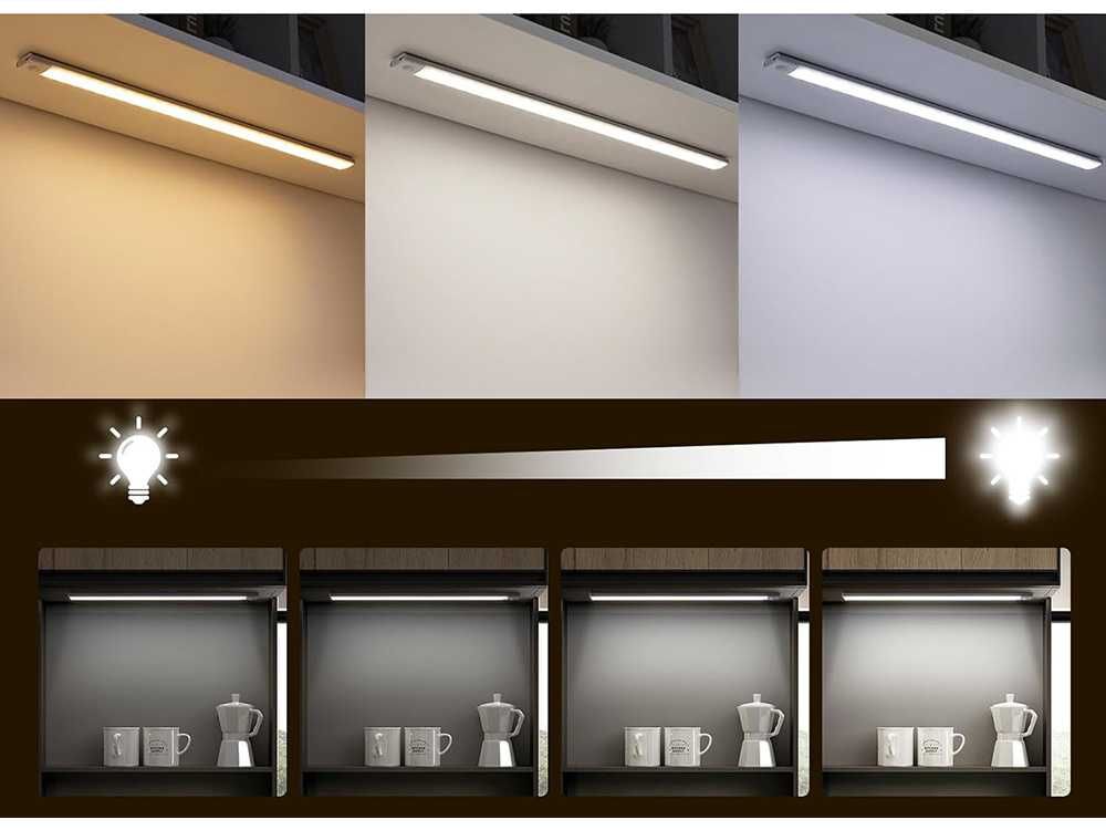 Lampka LISTWA Podszafkowa LED USB-C 30cm KUCHNIA SCHODY Czujnik RUCHU
