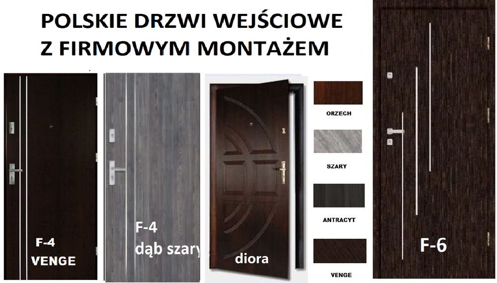 Drzwi WEJŚCIOWE, Zewnętrzne z MONTAŻEM, Wewnątrzklatkowe do mieszkań