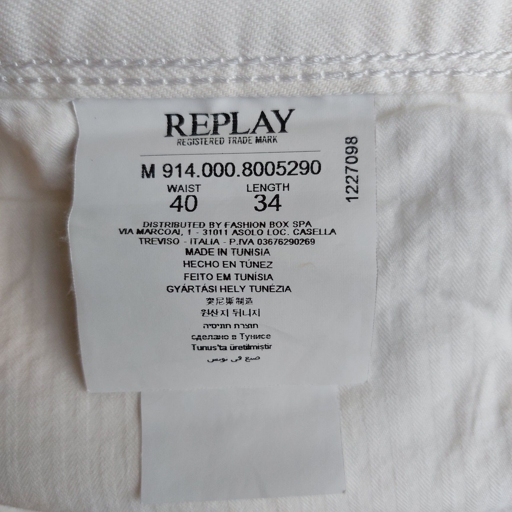 Spodnie jeansowe Replay Anbass, slim fit M914, Biały, roz. 40