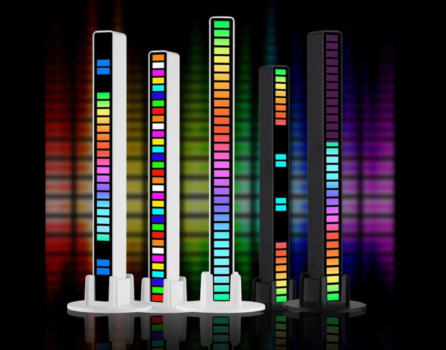 Черный LED RGB музыкальный эквалайзер с микрофоном. Цена за ОБА