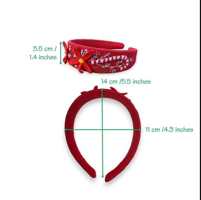 3D Hand embroidered headband - Christmas theme