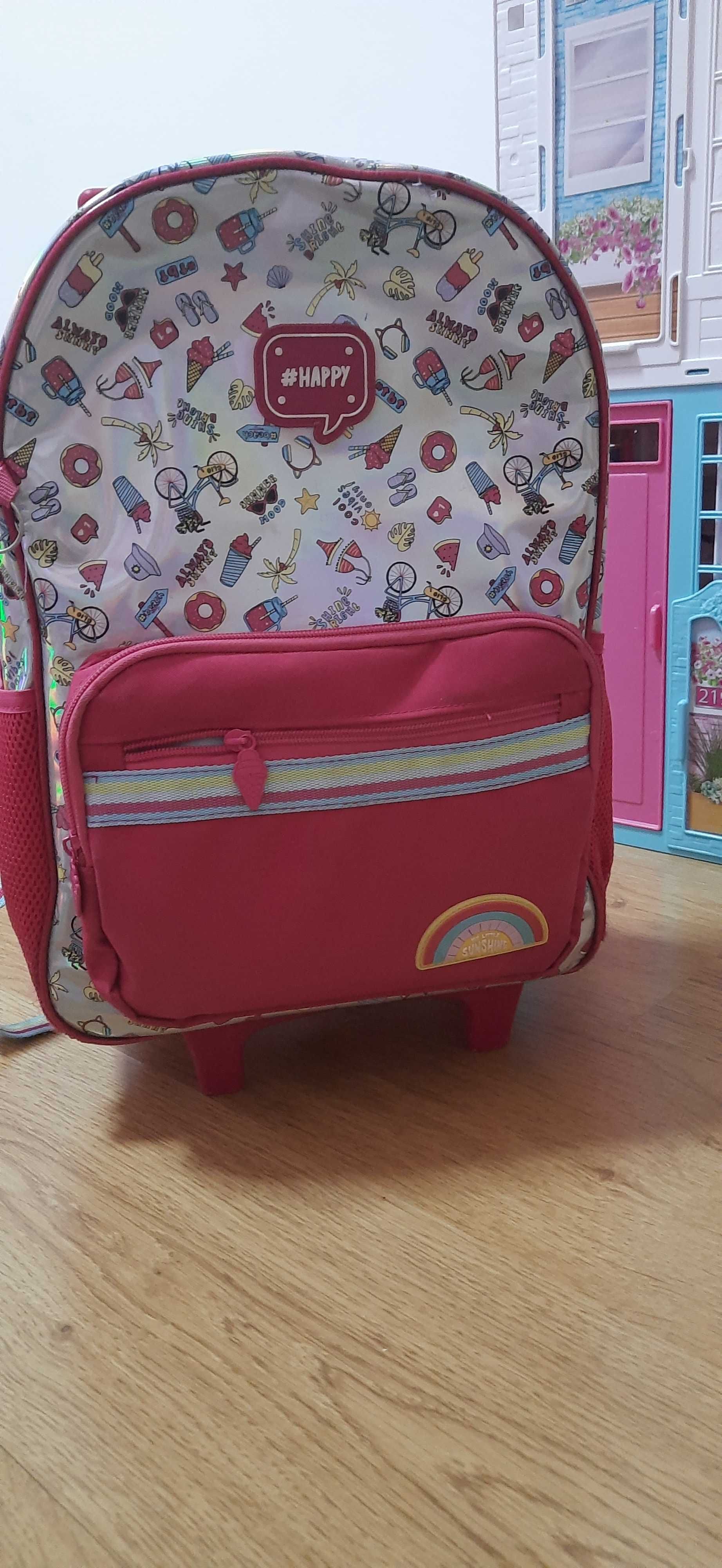 Mochila Carrinho Holográfica Estojo E Lancheira Escolar Clio Style