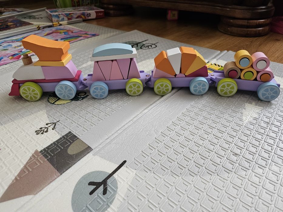 Дерев'яний конструктор, потяг Cubika