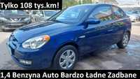 Hyundai Accent 1.4 Benz. Tylko 108 tys.km!!! Bardzo Ładne Zadbane Auto, Bez Korozji !