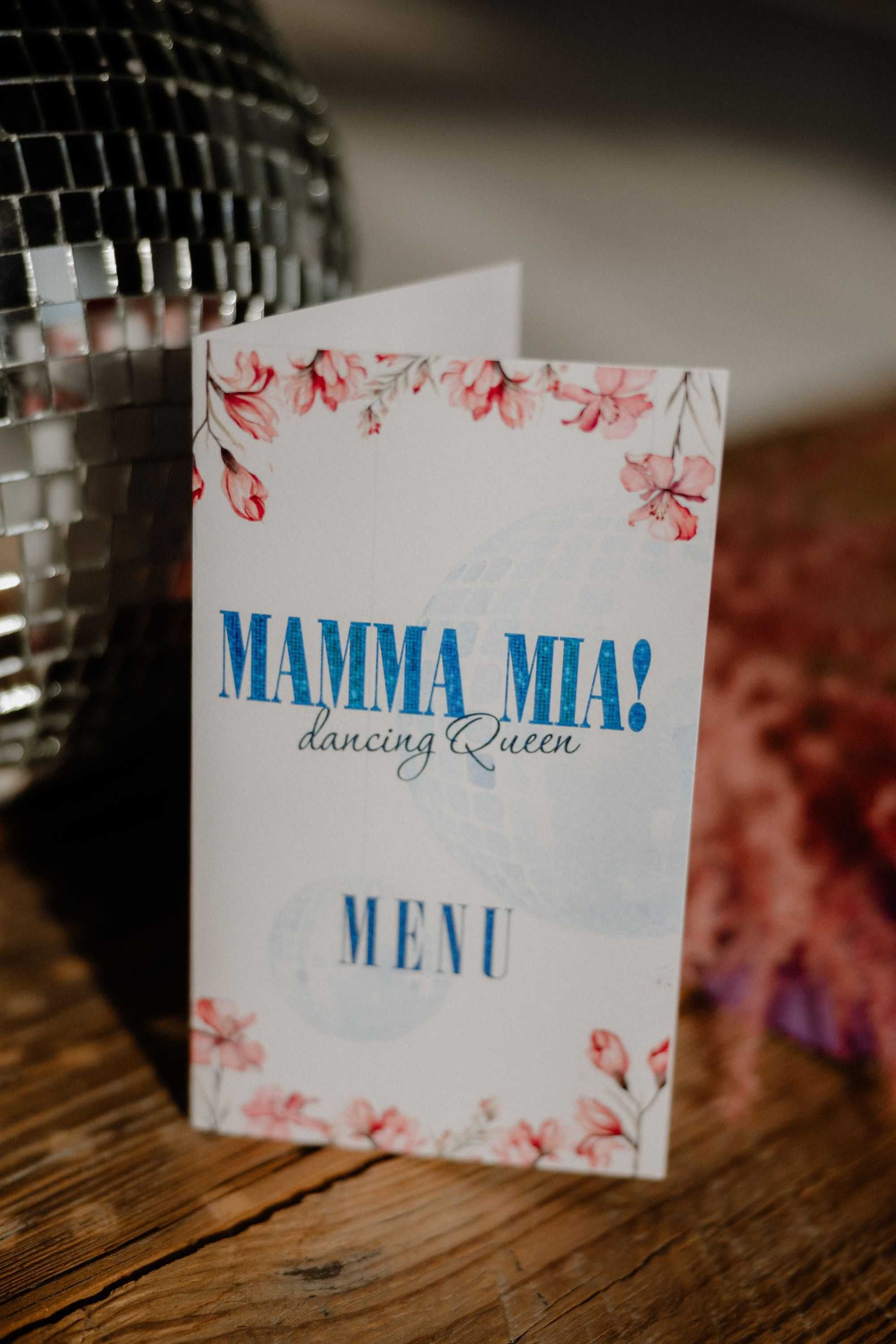 Menu na stół weselny  Mamma Mia