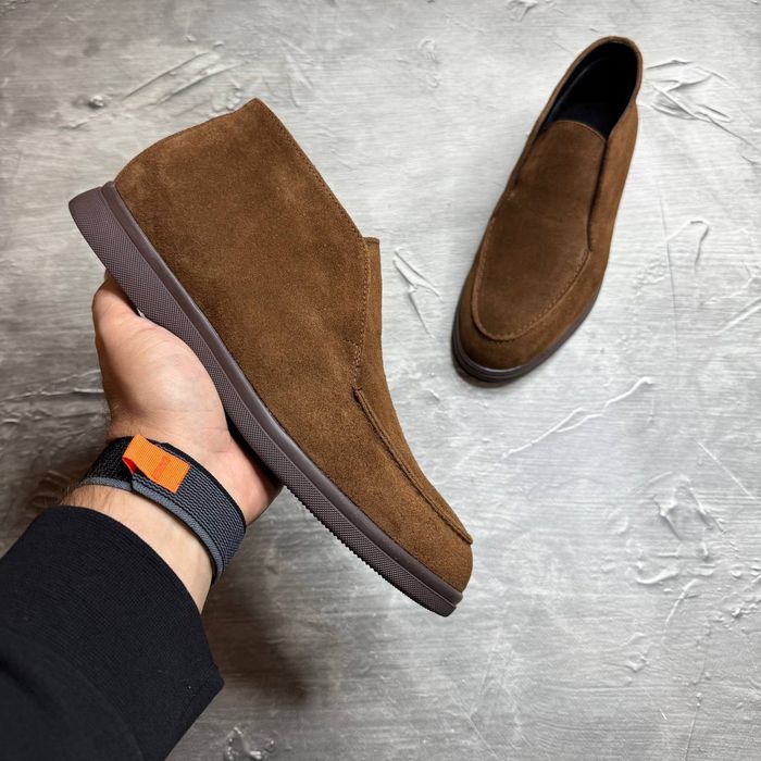 Черевики Зимові Замшеві коричневі LORO PIANA Coffee! Замша + БАйКА!