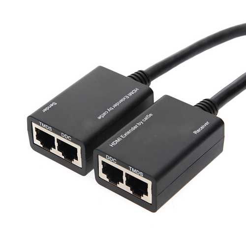 Repetidor / Extensor HDMI via 1 ou 2 Cabos de Rede Cat5E/6 até 30M