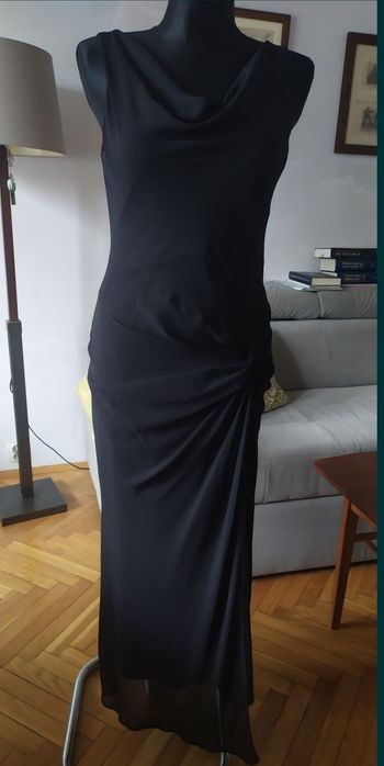 Wallis piękna nowa długa czarna sukienka elegancka, bal wesele. M-L.