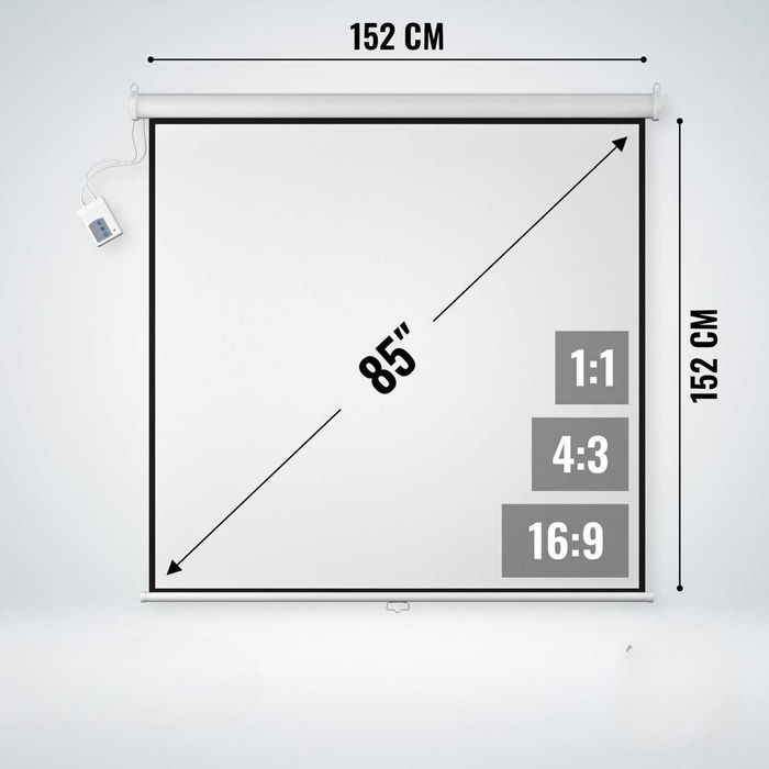 EKRAN PROJEKCYJNY JAGO 85" 152x152 Elektryczny Automatyczny Projektora